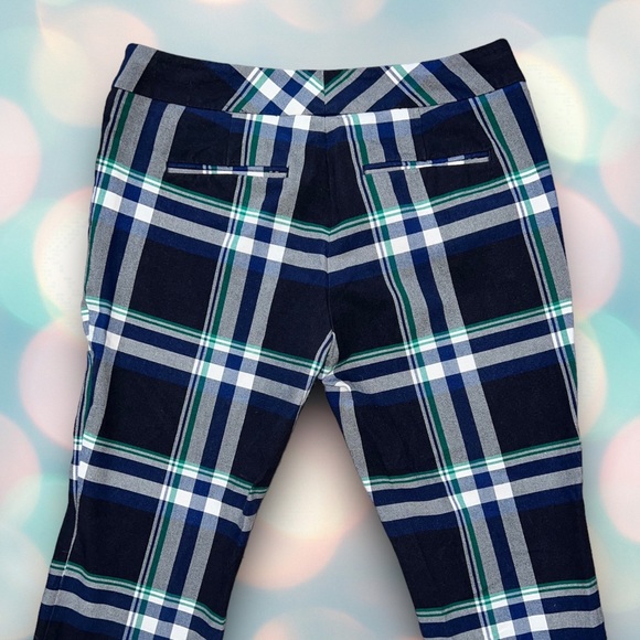 Ann Taylor Women’s Navy Blue Checkered Plaid Straight Leg Pants Slacks Size 2 - Picture 5 of 6